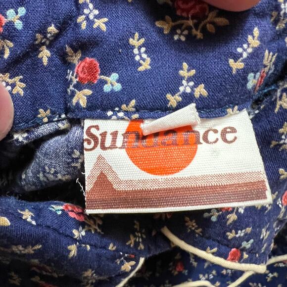 VINTAGE 70s Western Pearl Snap Womens Size 0 Blue Floral Cowgirl Hippie Retro - Picture 2 of 8